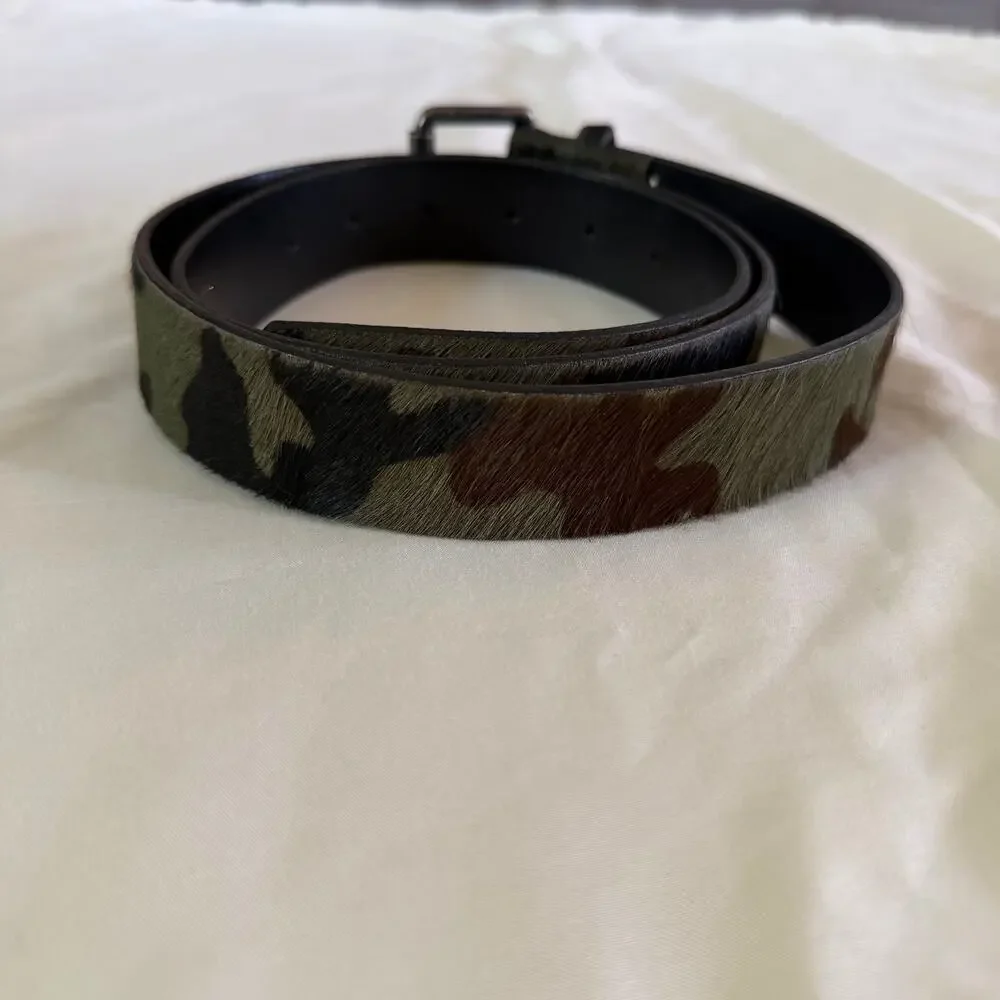 J Crew Camouflage Genuine Italian Leather Belt Wmns L